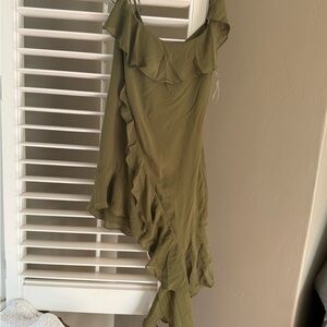 House of CB Asymmetrical Olive Dress